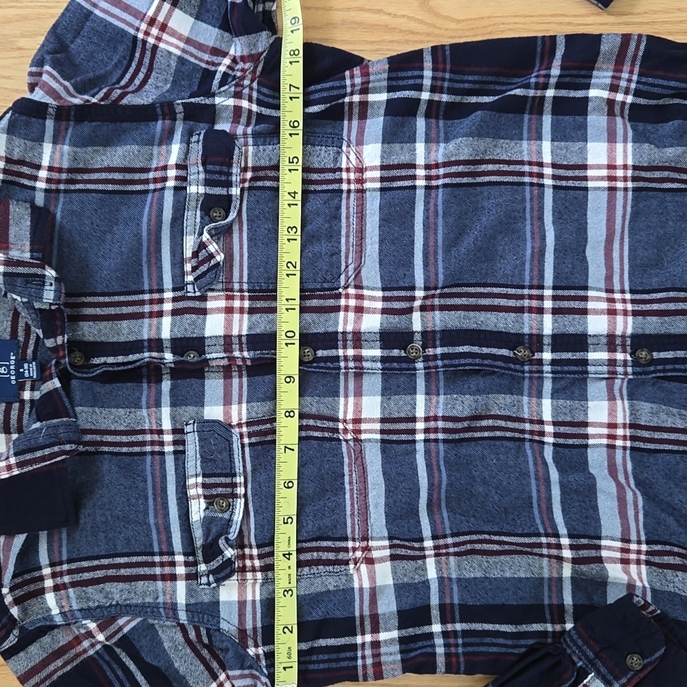 Men's George Blue Plaid Button-Up Long Sleeve Shirt - Picture 3 of 4